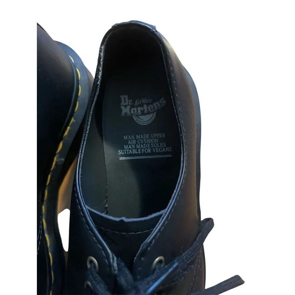 Doc Martens 14046 Black Vegan Leather Lace Up 3-Eye Oxfords Men 7 Women 8 EU 39